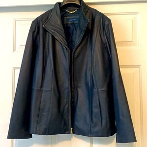 Cole Haan Navy Lamb Leather Jacket